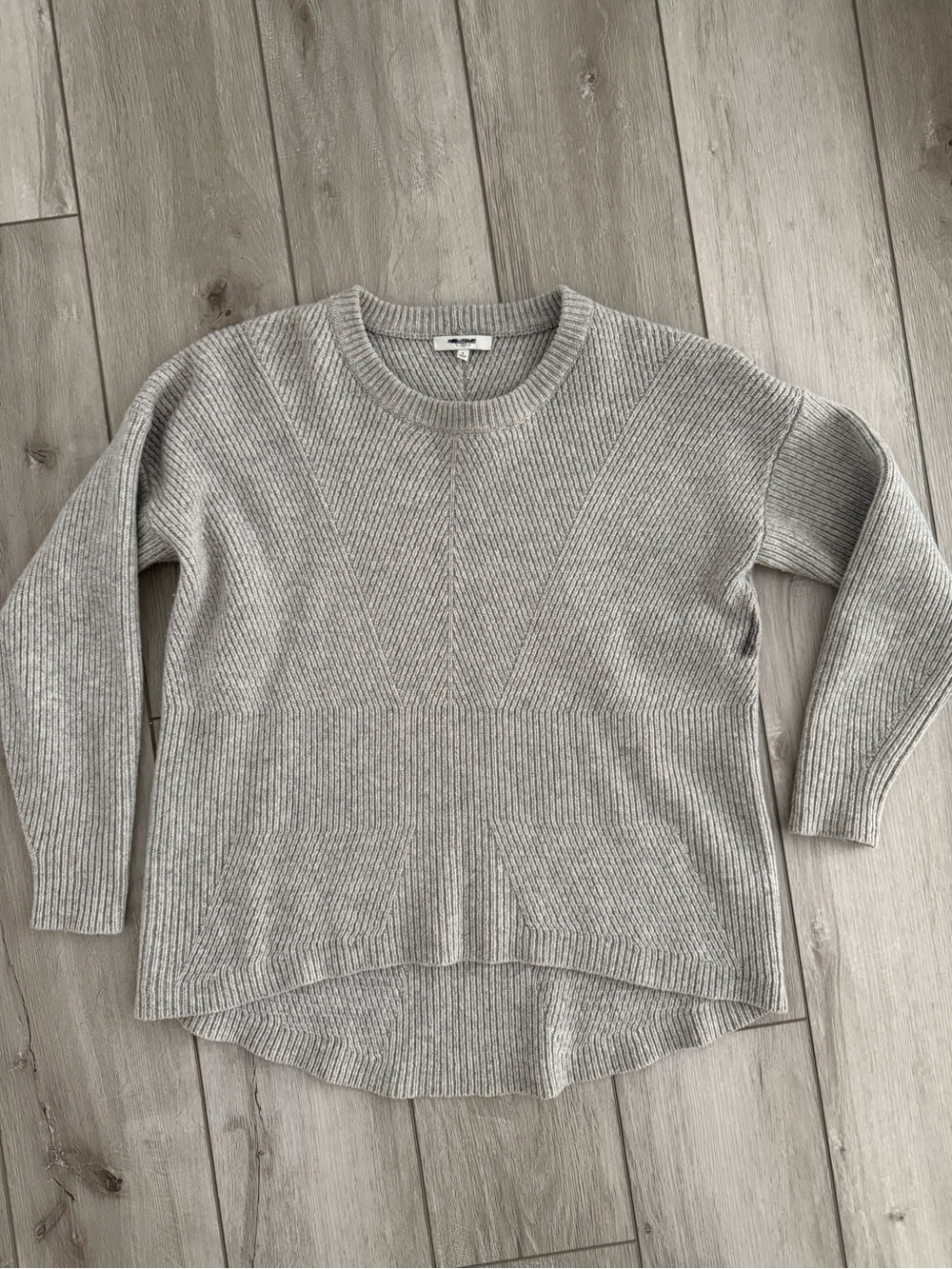 Light Gray Ribbed Knit Crewneck Sweater - Madwell Size S